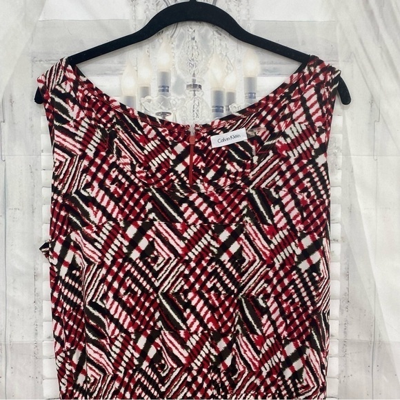 Calvin Klein Size 12 Brown Red Sleeveless Jumpsuit Scoop Neck Drawstring NWOT - Picture 2 of 8